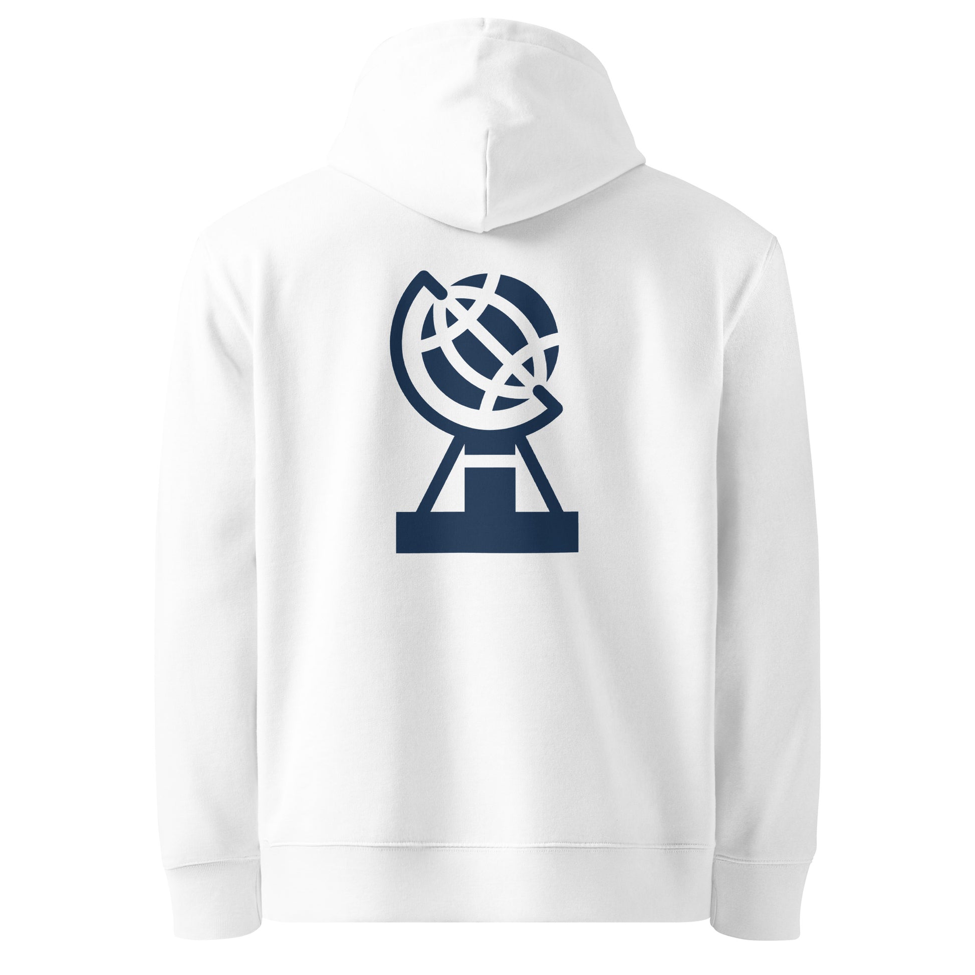 Back view of white Nordkapp hoodie inspired by North Cape Norway