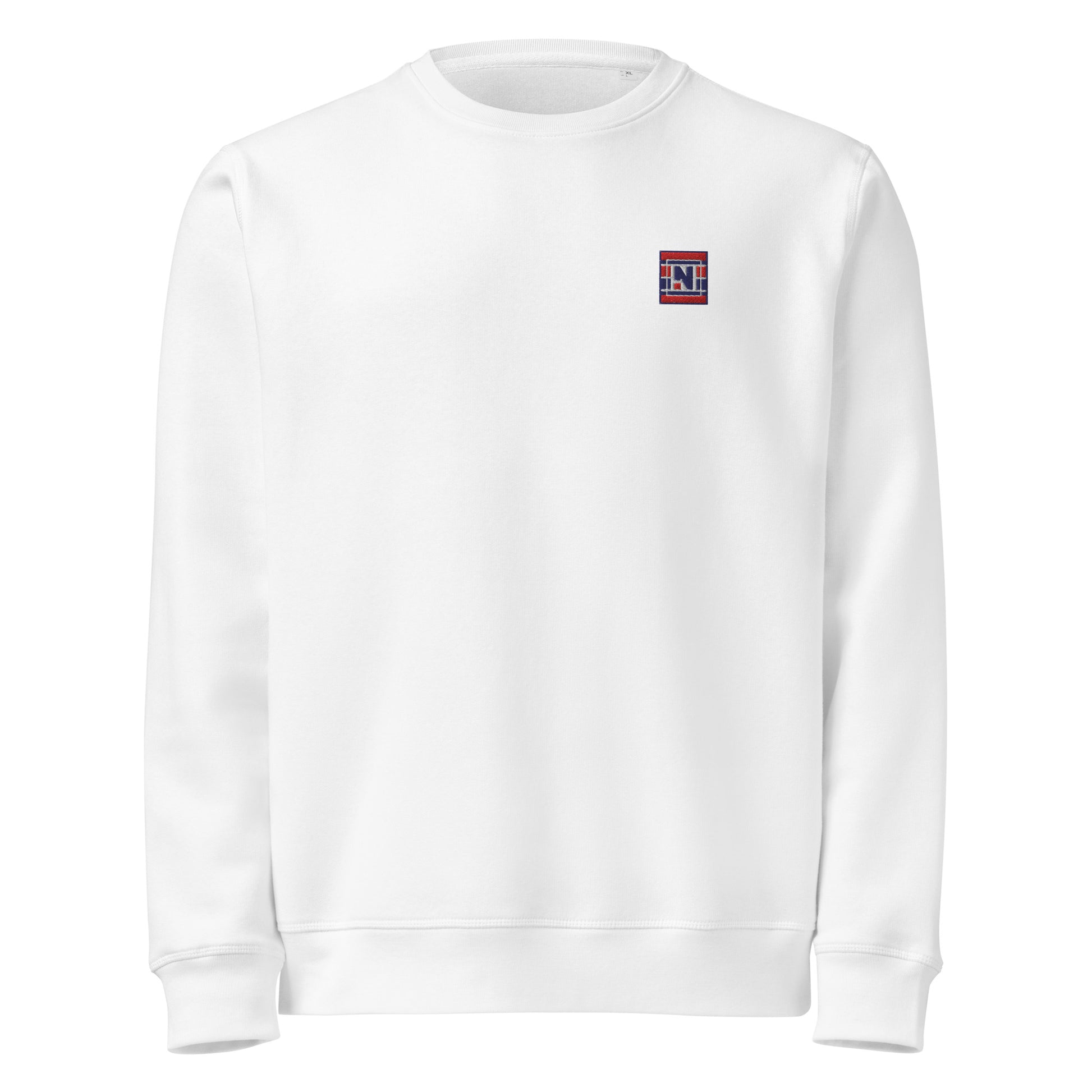Embroidered chest logo on white Nordkapp crew jumper