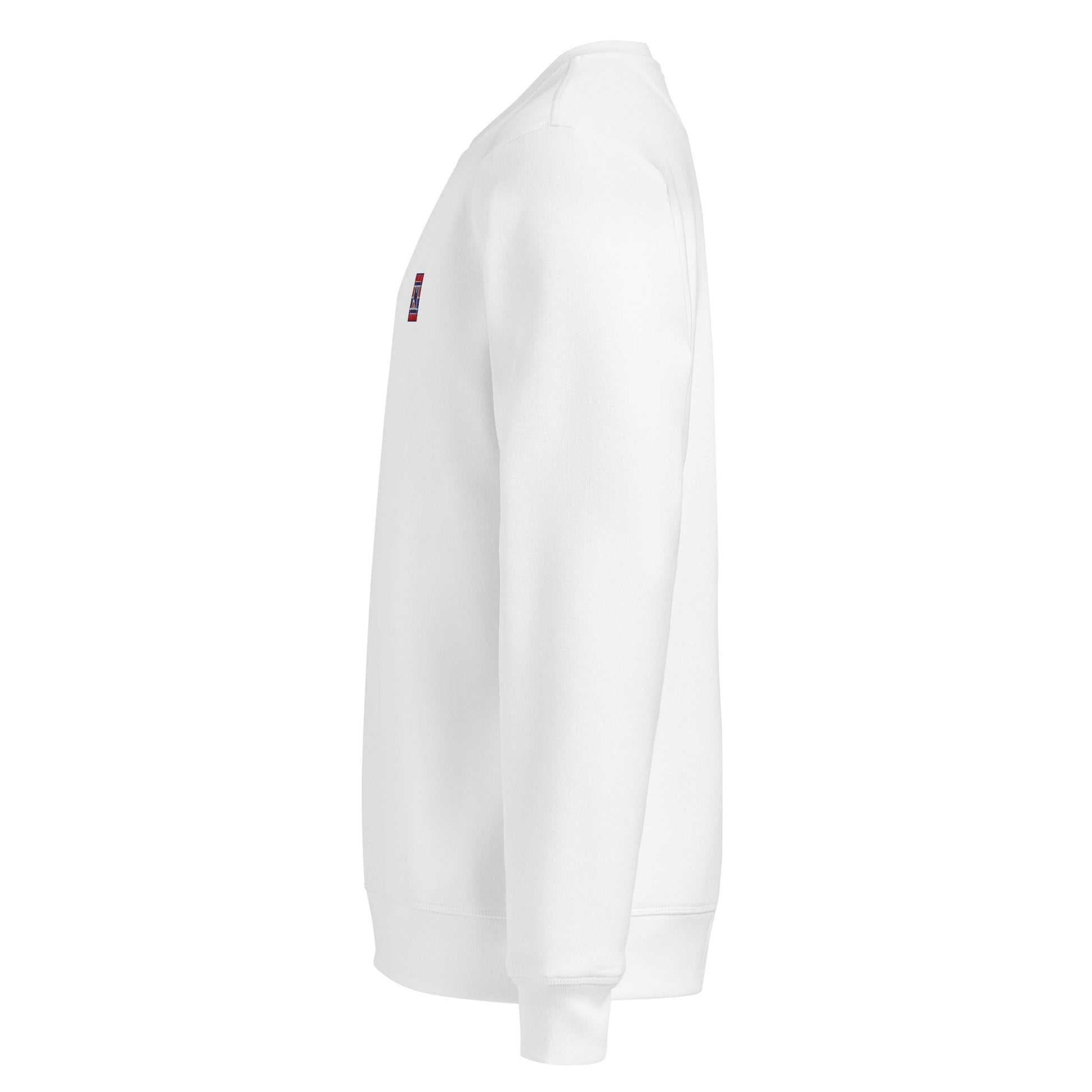Embroidered chest logo on white Nordkapp crew jumper